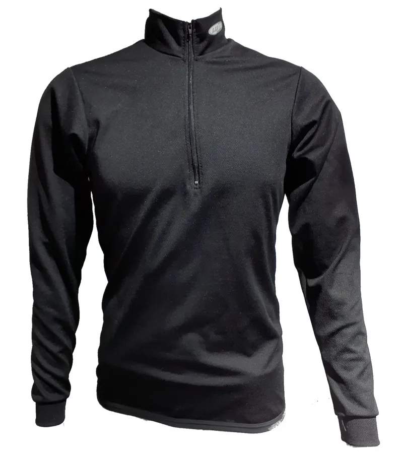 Lusso Breathe Long Sleeve Polo Base Layer in Black size Small 